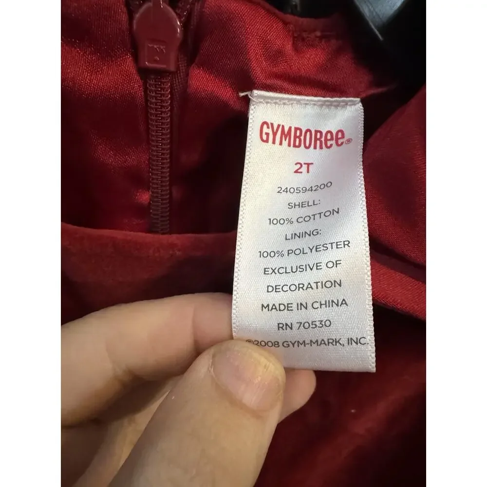 Gymboree 2008 Red Velvet Girls Sleeveless Christmas Holiday Party Dress Size 2T